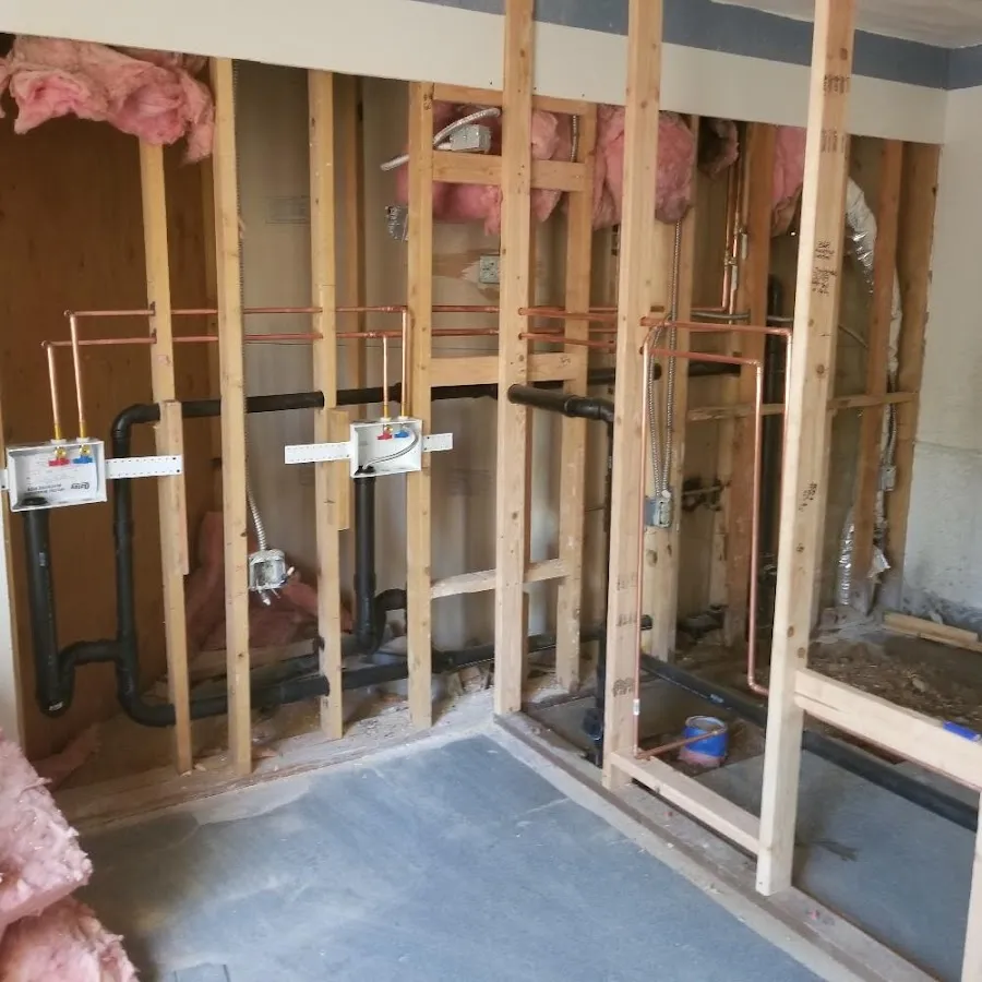 Copper pipe rough-in and plumbing installation in Wayne